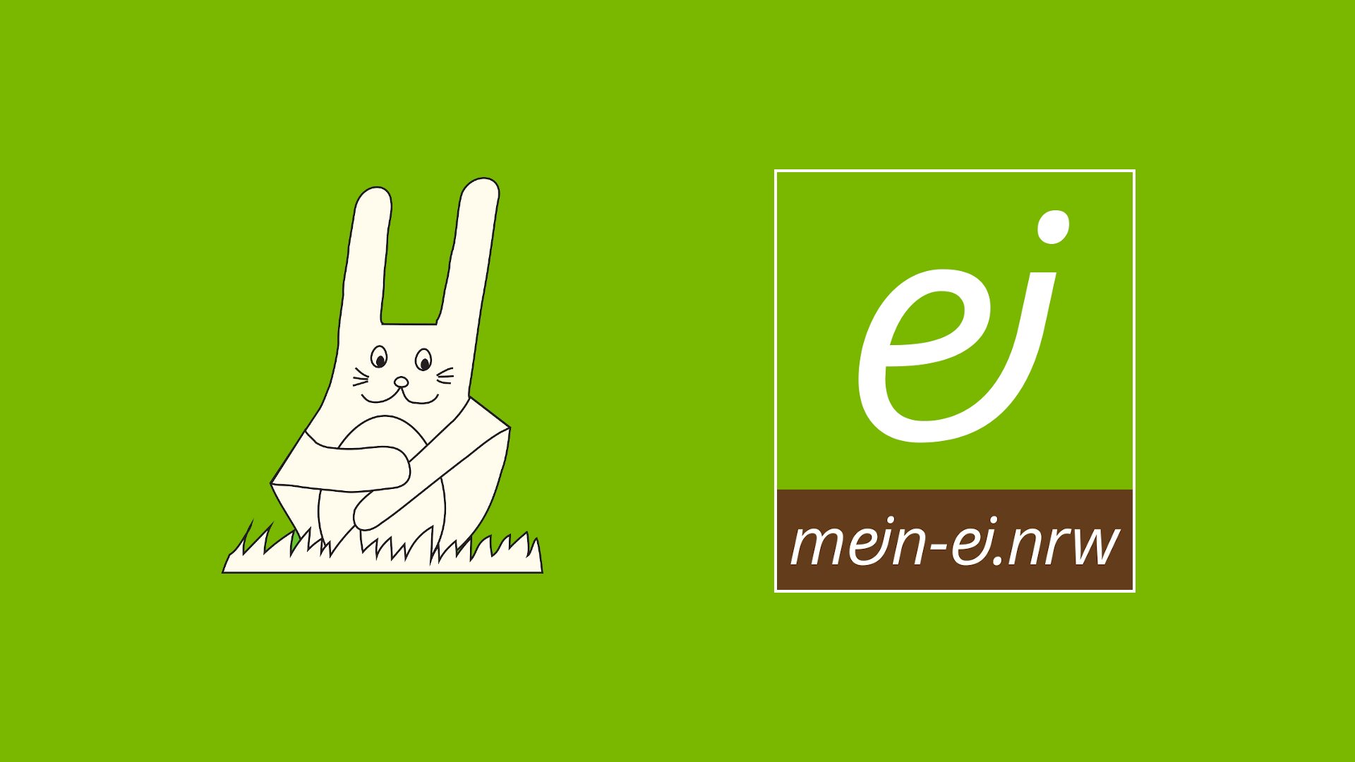 Illustration: Osterhase ausgeschnitten und mein-ei.nrw-Logo