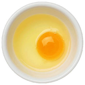 Foto: aufgeschlagenes Ei in einem Schälchen