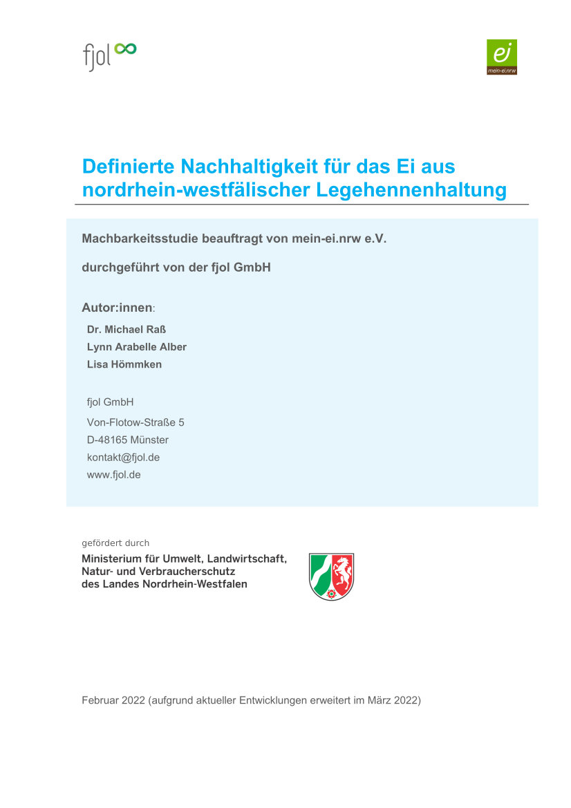 Abbildung: Cover der Zusammenfassung der Machbarkeitsstudie (Copyright: fjol GmbH)