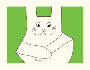 Illustration: mit Gesicht bemalter Papier-Osterhase