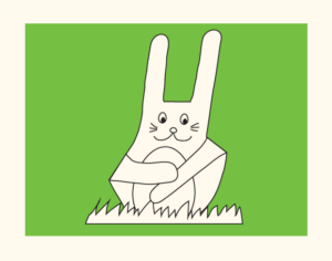 Illustration: gefalteter Osterhase aus Papier